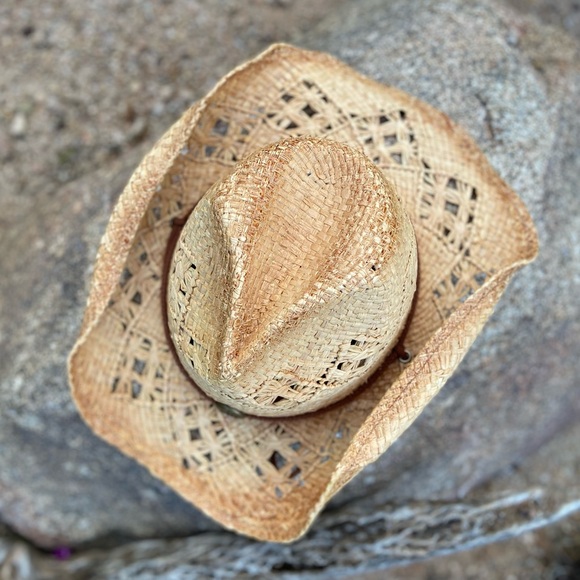Straw Cowboy Hat ⭐️NWT Brown Band Saddleback Hats - Picture 4 of 13